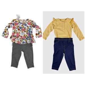 Carter’s baby 4 piece set 2 onesies and 2 leggings  z -3 OR 9‎ months